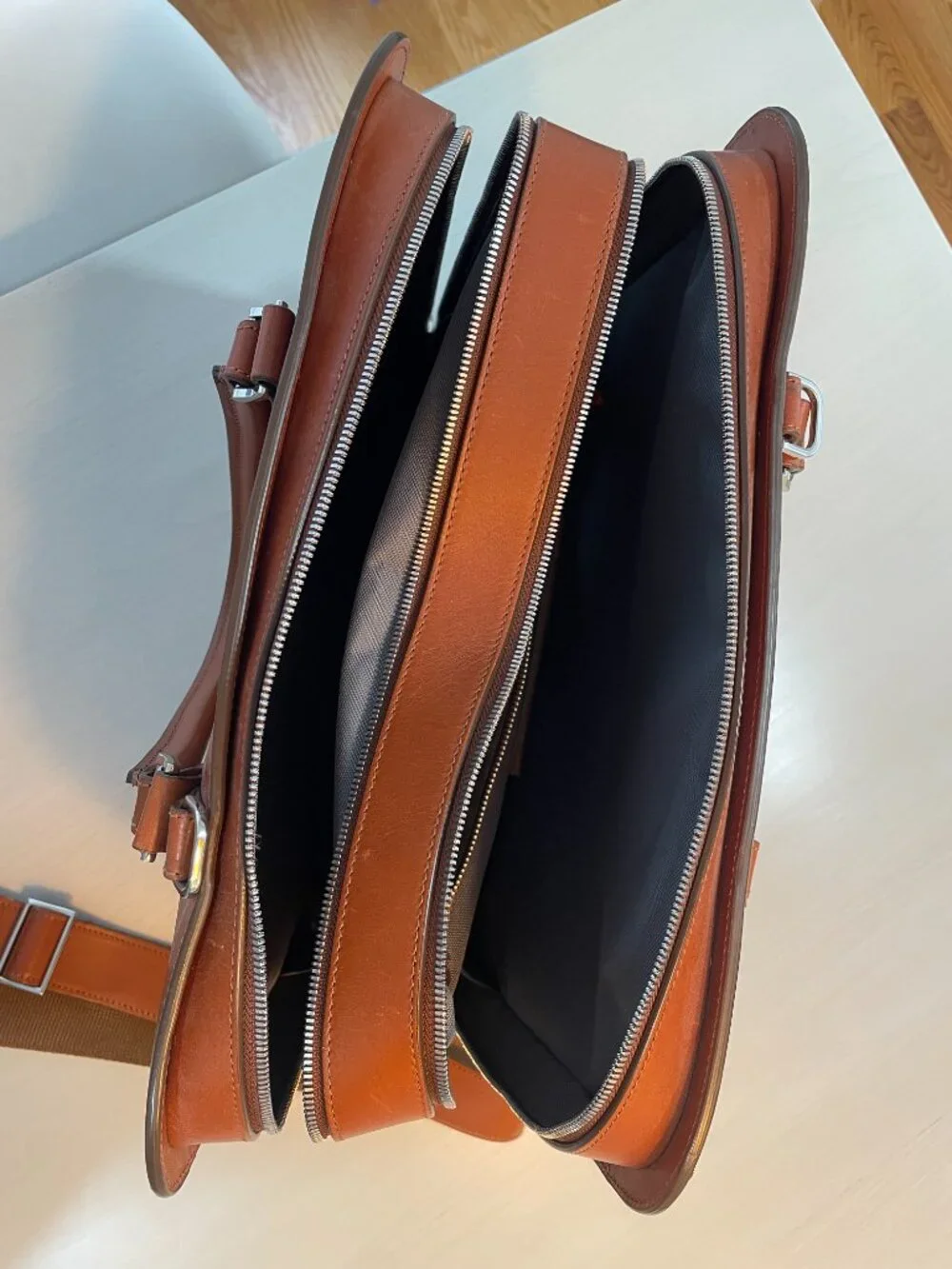 Carl Friedrik Palissy Double Briefcase Cognac Smooth Leather